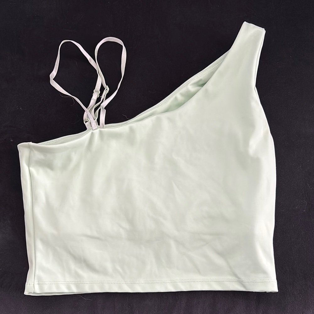 Mint Green One-Shoulder Crop Top
